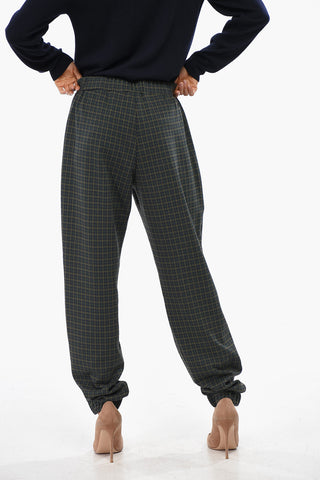 Houndstooth Trousers with Elastic Waist