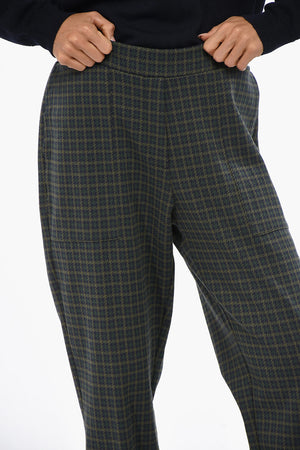 Houndstooth Trousers with Elastic Waist