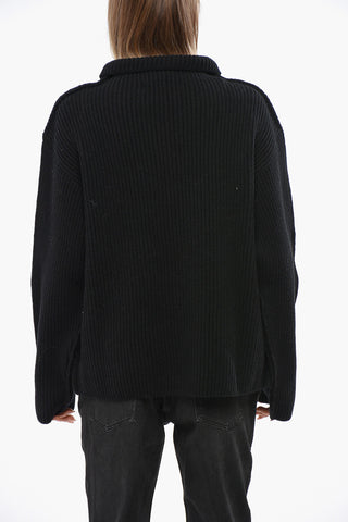 Gerippter Rollkragenpullover aus Schurwolle