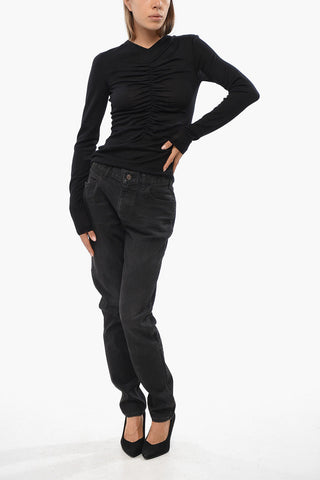 Leichtes drapiertes Top mit V-Ausschnitt