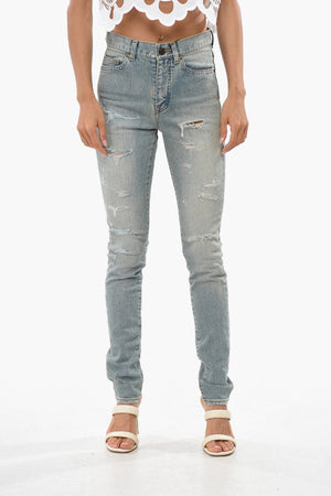 Slim-Fit High-Rise Distressed Jeans 14cm