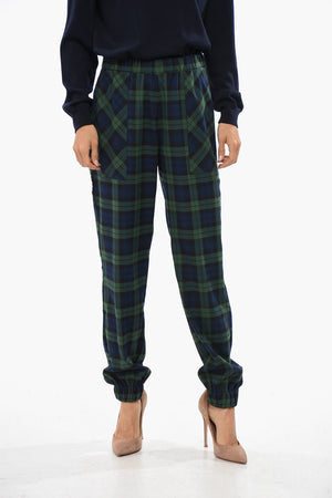 Casual Checked Trousers with Elastic Waist