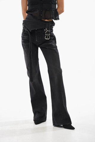 Faded Effect Jeans with Wrap Belt 23cm
