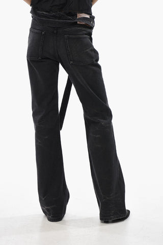 Faded Effect Jeans with Wrap Belt 23cm