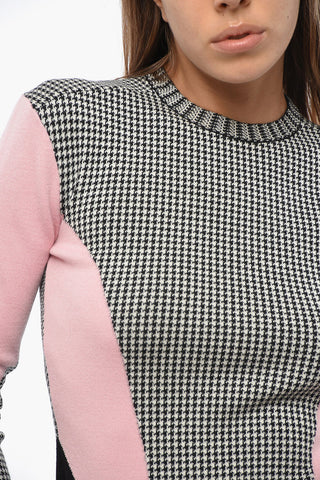 Maglia Girocollo in Lana a Motivo Pied-De-Poule