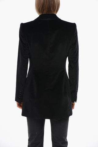 Velvet 1 Button Blazer with Flap Pockets