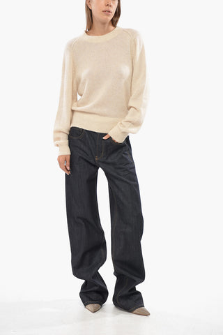 Solid Color Silk Blend LUISA Crew-neck Sweater