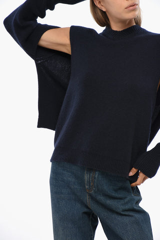 Cashmere V-Neck Sweater with Cut-Out Detail