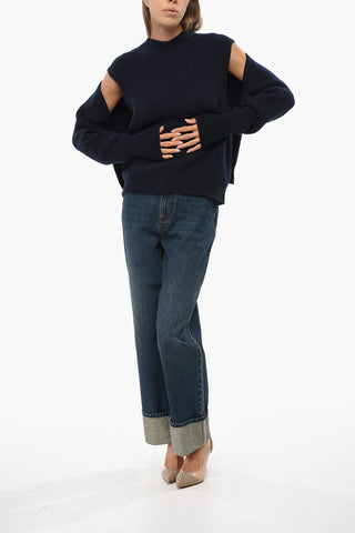 Cashmere V-Neck Sweater with Cut-Out Detail