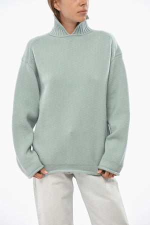 Maglia In Cashmere con Collo Alto a Costine
