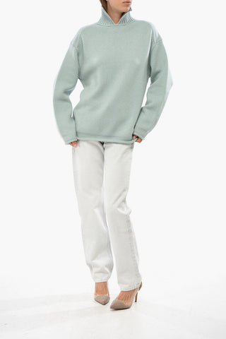 Cashemere Turtleneck Sweater with Rib Neck