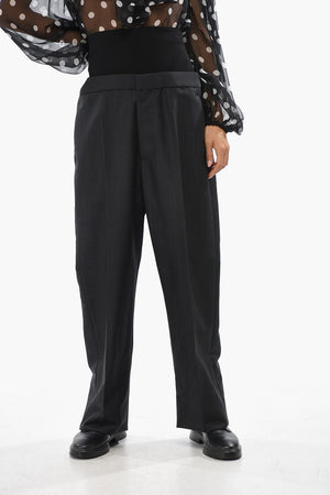 Wool Pants With Hidden Button Closure