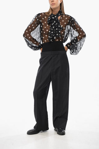 Wool Pants With Hidden Button Closure