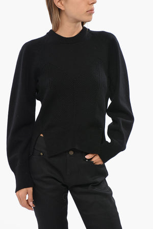 Maglia Girocollo Chevron Corset con Spacchi Laterali