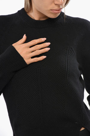 Maglia Girocollo Chevron Corset con Spacchi Laterali