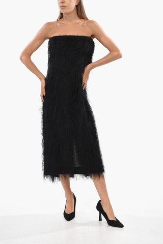 Vestito Senza Spalline in Tessuto Eyelash