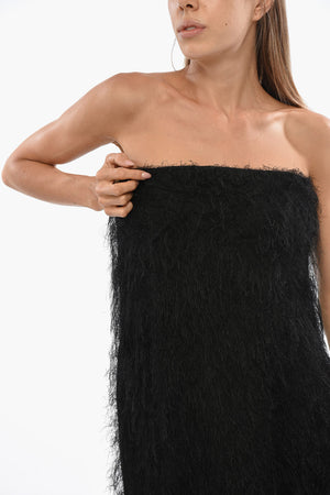 Vestito Senza Spalline in Tessuto Eyelash