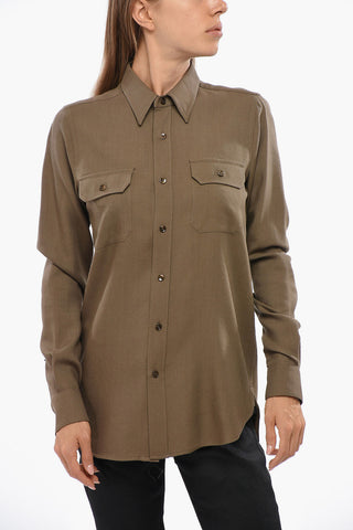 Camicia In Lana con Doppio Taschino