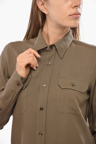 Camicia In Lana con Doppio Taschino