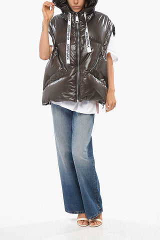 Quilted Nylon Sleeveless Down Jacket with Hood