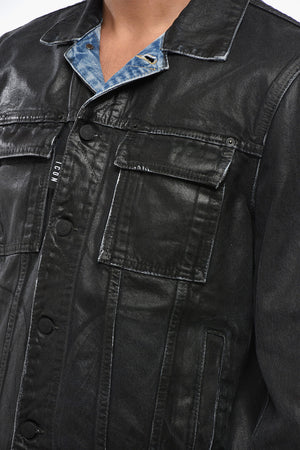 Coated Denim Sahariano Jacket