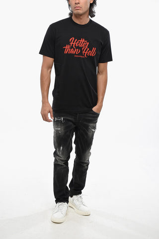Crew Neck HOTTER THAN HELL T-Shirt with Print