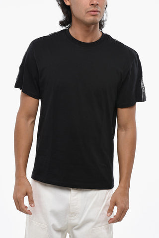 Solid Color Crew-neck T-Shirt with Logoed Band