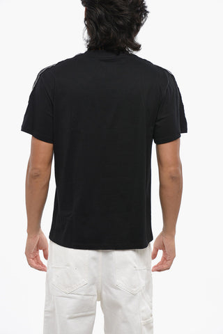 Solid Color Crew-neck T-Shirt with Logoed Band
