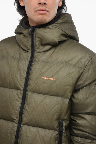 Piumino in Nylon Trapuntato con Cappuccio