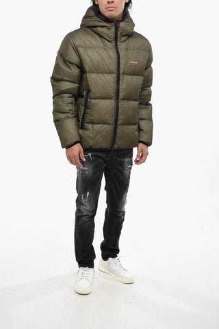Piumino in Nylon Trapuntato con Cappuccio