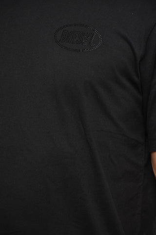 Solid Color Crewneck T-Shirt T-JUST-CX1 with Rhinestone Logo