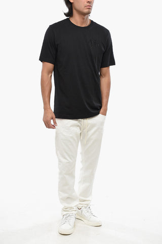 Solid Color Crewneck T-Shirt T-JUST-CX1 with Rhinestone Logo