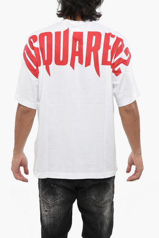 T-Shirt Girocollo in Cotone con Logo Posteriore Stampato