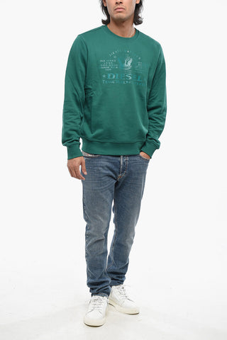 Cotton Crewneck Sweatshirt GINN with Tonal Print