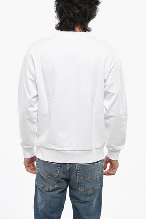 Brushed Cotton Crewneck Sweatshirt With Printed Logo