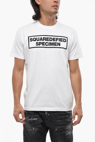 Crewneck T-Shirt COOL FIT in Solid Color with Contrast Print
