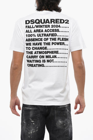 Crewneck T-Shirt COOL FIT in Solid Color with Contrast Print