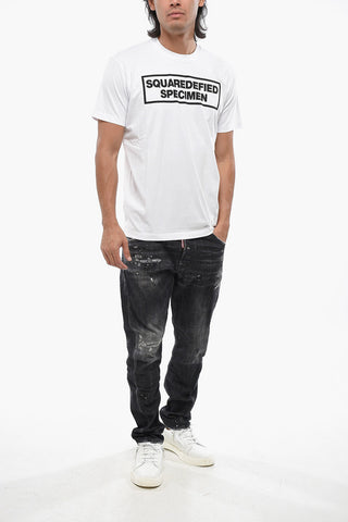 T-Shirt Girocollo COOL FIT in Tinta Unita con Stampa a Contrasto
