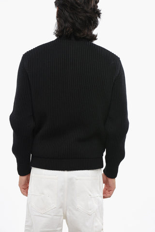 Virgin Wool Cardigan with Quilted Nylon Lining