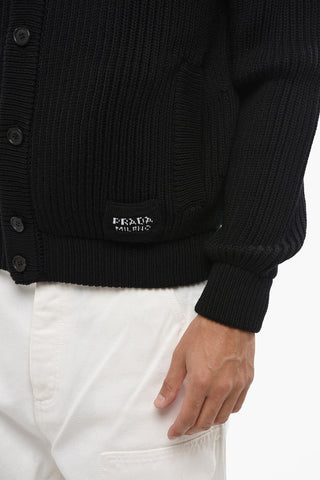 Virgin Wool Cardigan with Quilted Nylon Lining