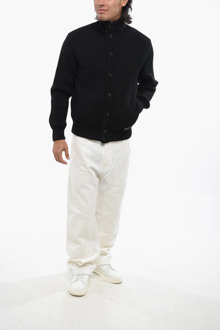 Virgin Wool Cardigan with Quilted Nylon Lining