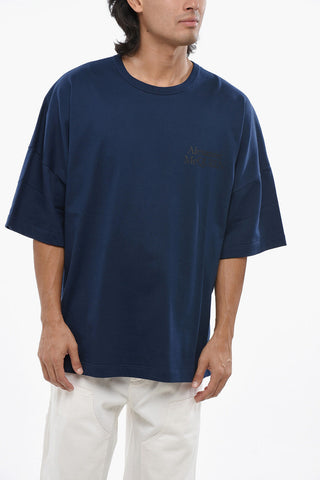 Solid Color Crew-neck T-Shirt with Printed Logo