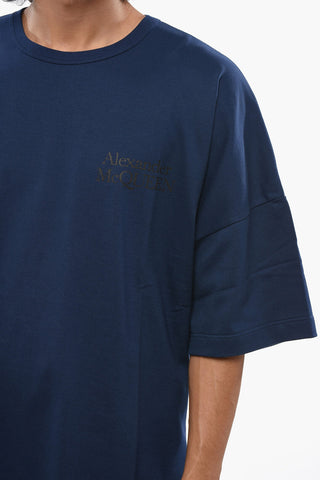 Solid Color Crew-neck T-Shirt with Printed Logo