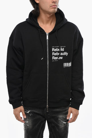 Felpa Hoodie Full Zip REBEAUTIFY in Cotone