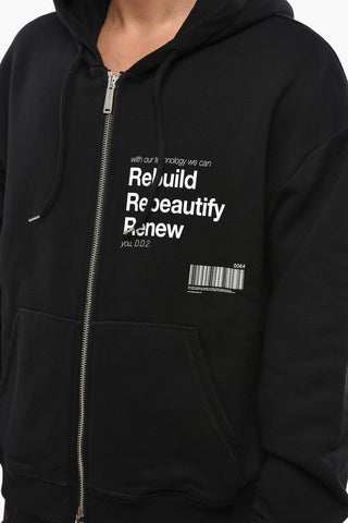 Felpa Hoodie Full Zip REBEAUTIFY in Cotone