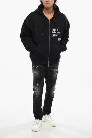 Felpa Hoodie Full Zip REBEAUTIFY in Cotone