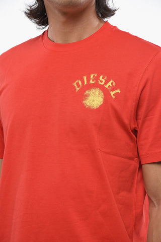 Rundhals-T-Shirt T-JUST 10-4 einfarbig mit verwaschenem Logo