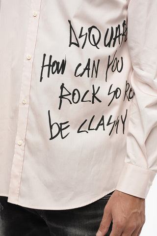 면 셔츠 HOW CAN YOU ROCK 프린트