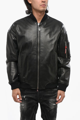 Bomber Multitasca in Pelle con Zip Frontale