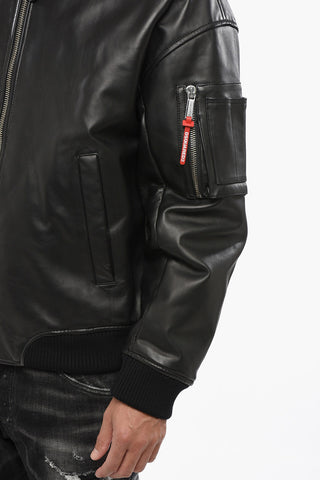 Bomber Multitasca in Pelle con Zip Frontale